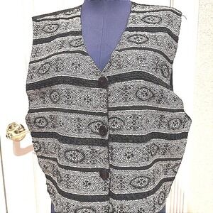 Vintage Tan Zara International Vest Women's‎ Large Striped geometric pattern 90s